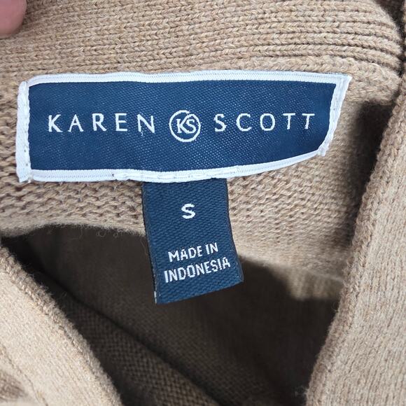 Karen Scott Cotton Hardware Henley Sweater color tan sz S - Picture 6 of 10